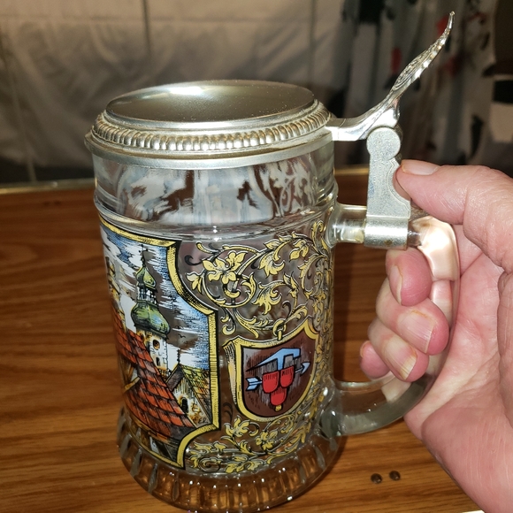 German Beer Mug with Pewter Lid - Picture 5 of 8